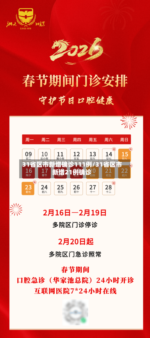 31省区市新增确诊111例/31省区市新增21例确诊