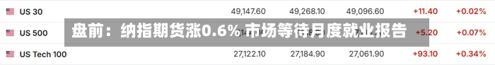 盘前：纳指期货涨0.6% 市场等待月度就业报告