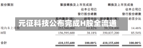 元征科技公布完成H股全流通