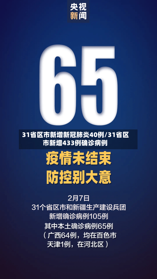 31省区市新增新冠肺炎40例/31省区市新增433例确诊病例
