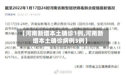 【河南新增本土确诊1例,河南新增本土确诊病例3例】