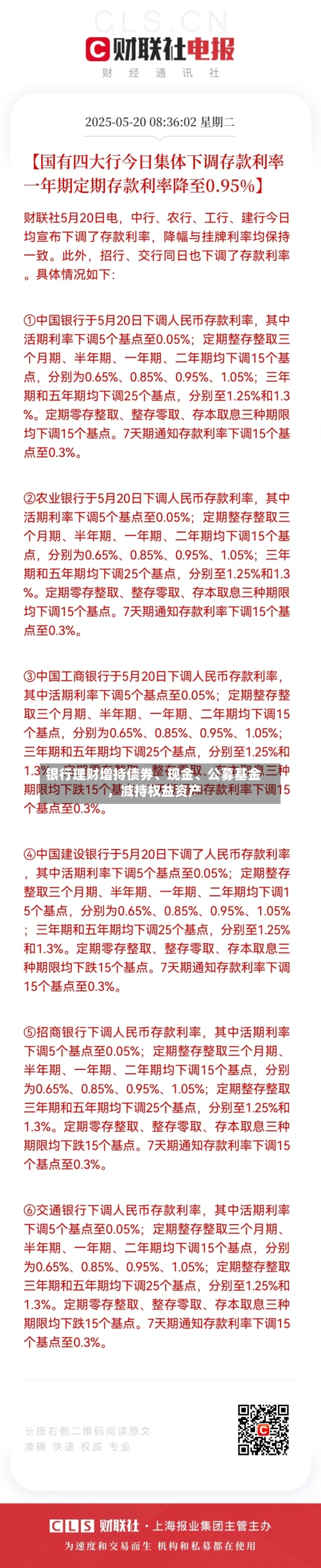 银行理财增持债券、现金、公募基金，减持权益资产