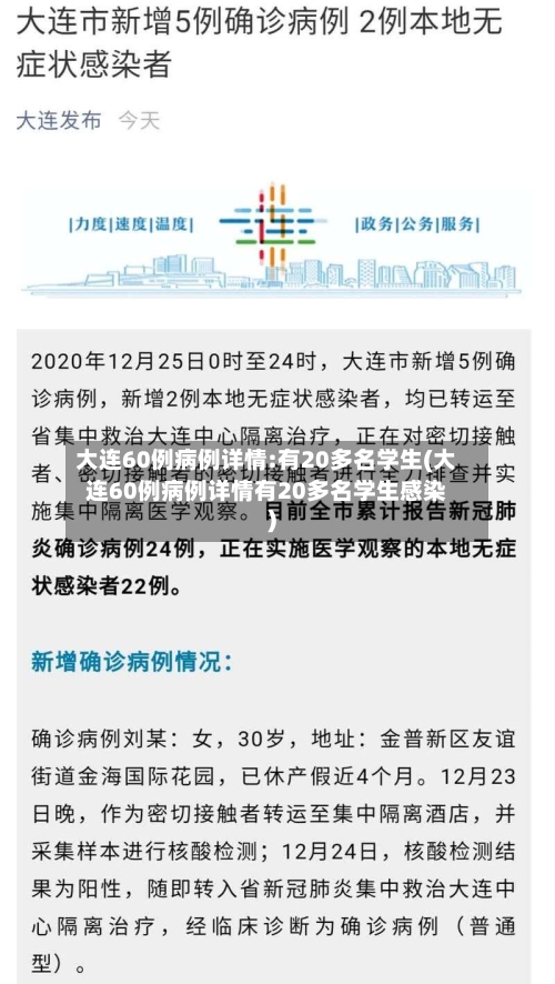 大连60例病例详情:有20多名学生(大连60例病例详情有20多名学生感染)